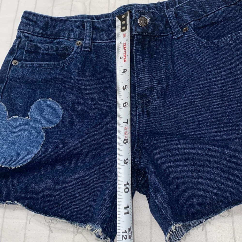 Forever 21 Women's Disney Mickey Mouse Denim Bermuda Shorts in Dark Denim, 13/14 - Picture 8 of 10